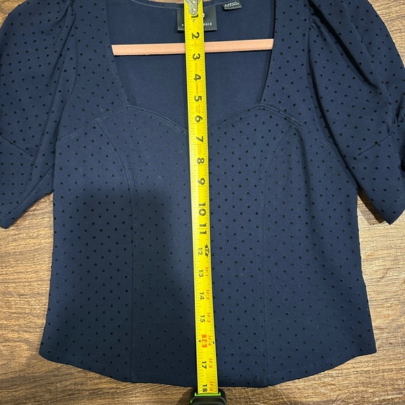 Anthropologie Maeve Women's Sevigny Blue Polka Dot Puff Sleeve Blouse‎ (set) - Picture 10 of 12